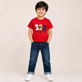 Boys Red 123 Graphic Printed Cotton T-Shirt