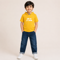 Boys Yellow Hooded Cotton T-Shirt with Graphic Print