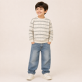 Boys Cream Geometric Printed Full Sleeve Sweatshirt