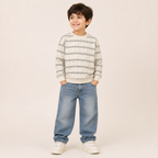 Boys Cream Geometric Printed Full Sleeve Sweatshirt