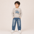 Boys Printed Sweatshirt & Denim Jeans Set