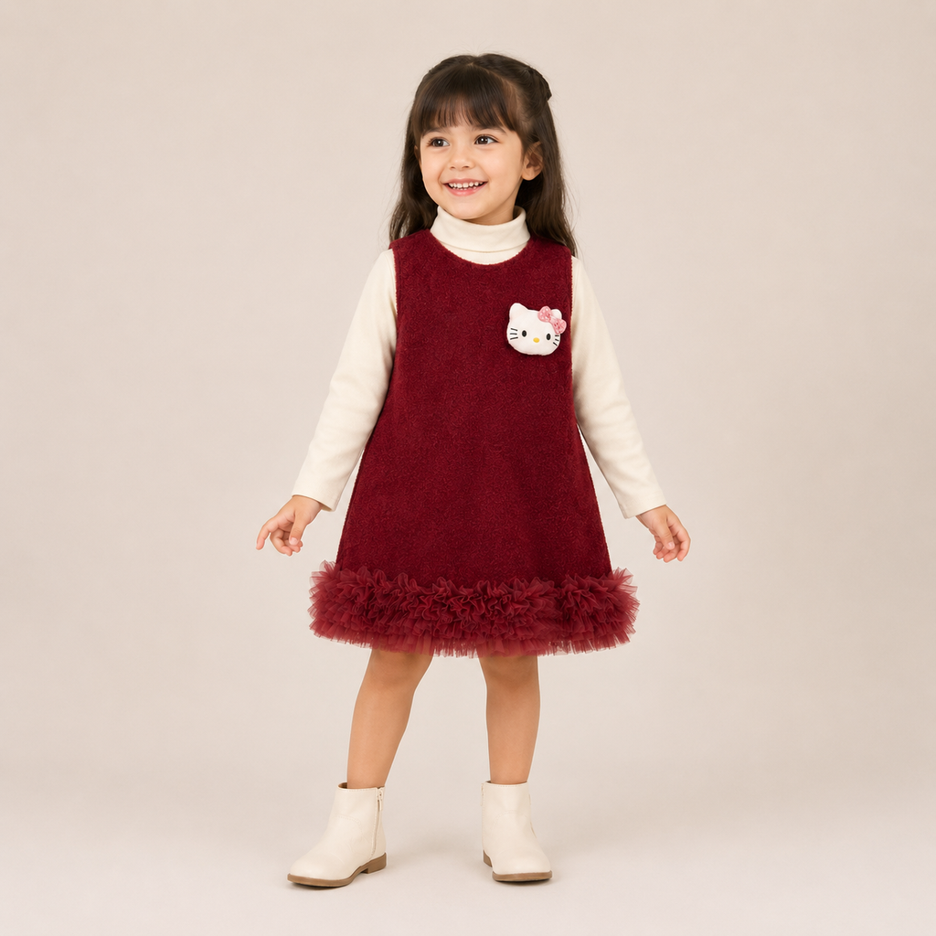 Girls Winter Dress with High Neck Top