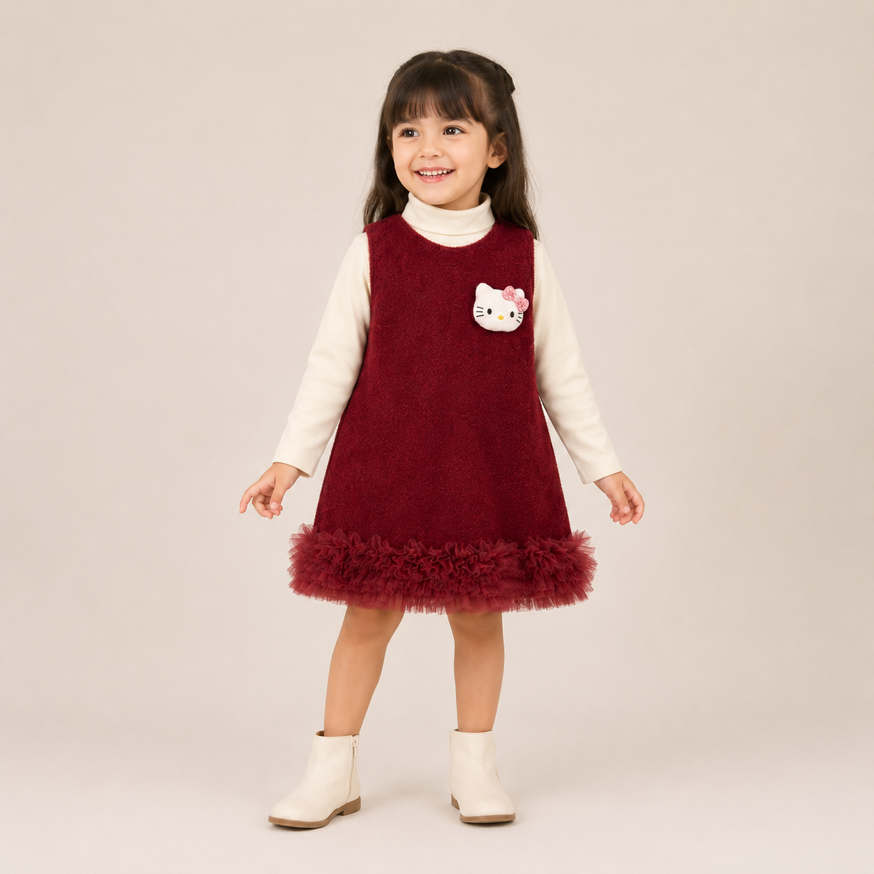Girls Winter Dress with High Neck Top