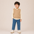 Girls Shirt, Sweater Vest & Jeans 3 Piece Set