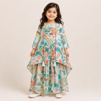 Girls Multicolor Printed Layered Ethnic Dress