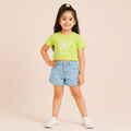 Girls Neon Green Butterfly Print Crop T-Shirt