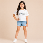 Girls White Vogue Graphic Cotton T-Shirt