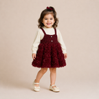 Baby Girls Maroon Flower Dress Set