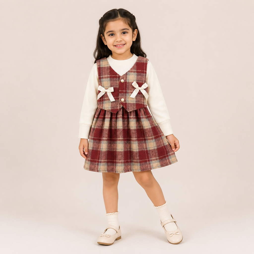 Girls Red Checkered Dress