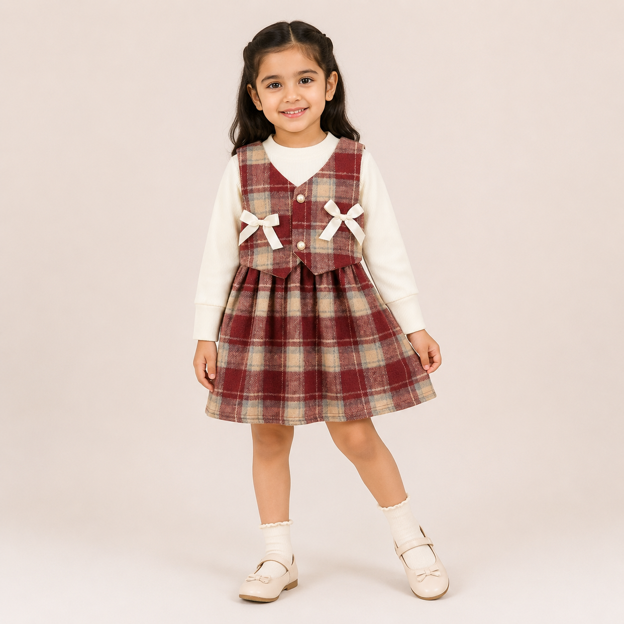 Girls Red Checkered Dress