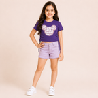 Girls Purple Graphic Crop T-Shirt