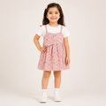 Girls Pink Checkered Cotton Pinafore Dress