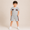 Boys White Printed T-Shirt with Matching Shorts