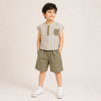 Boys Printed Cotton Shirt & Shorts Co-Ord Set