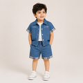 Boys Blue Shirt & Shorts Co-Ord Set