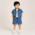Boys Blue Shirt & Shorts Co-Ord Set