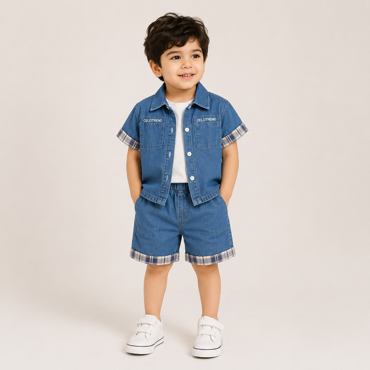 Boys Blue Shirt & Shorts Co-Ord Set