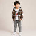 Boys Hooded Checked Shirt, Graphic T-Shirt & Jeans 3-Piece Set