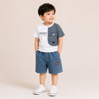 Boys Color Block T-Shirt & Denim Shorts
