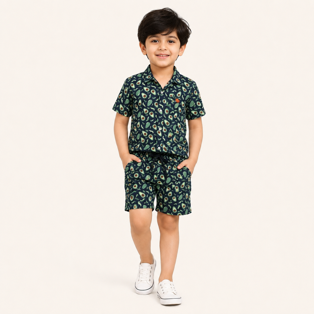Boys Navy Blue Avocado Print Co-Ord Set