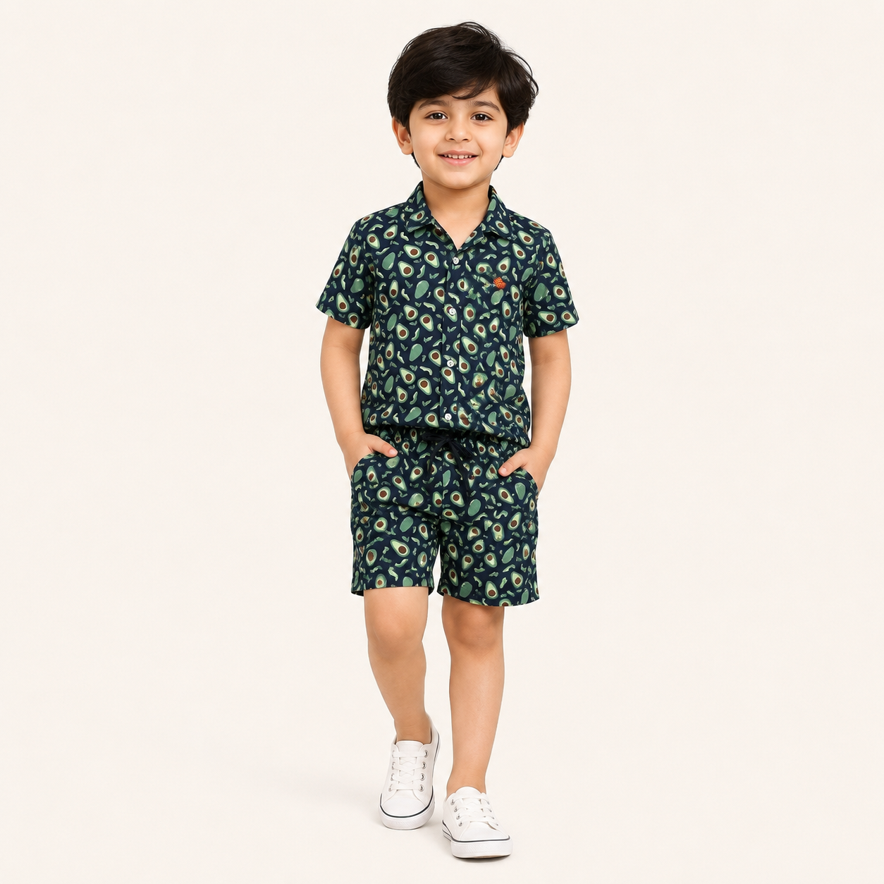 Boys Navy Blue Avocado Print Co-Ord Set