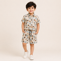 Boys Beige Tropical Floral Print Co-Ord Set