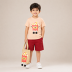 Boys Popcorn Applique T-Shirt & Shorts Set with Matching Tote Bag