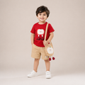 Boys Apple Applique T-Shirt & Shorts Set with Matching Sling Bag