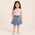 Girls Pink T Shirt and Denim Skirt