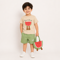 Boys Summer Watermelon Print T-Shirt & Shorts Set with Matching Tote Bag