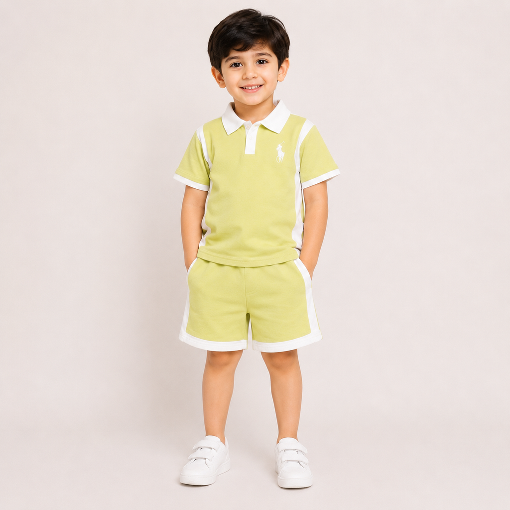 Boys Yellow Polo T-Shirt & Shorts Co-Ord Set