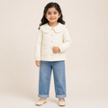 Girls Off White Quilted Winter Jacket with Peter Pan Collar