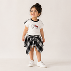 Girls White Kitty T Shirt and Skirt
