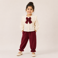 Girls Red Bow Shirt & Cargo Pants Set