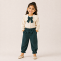 Girls Green Bow Shirt & Cargo Pants Set