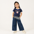 Girls Strawberry Print T-Shirt & Wide Leg Denim Jeans Set