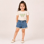 Girls White Butterfly T Shirts and Shorts