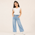 Girls Light Wash Straight Leg Denim Pants