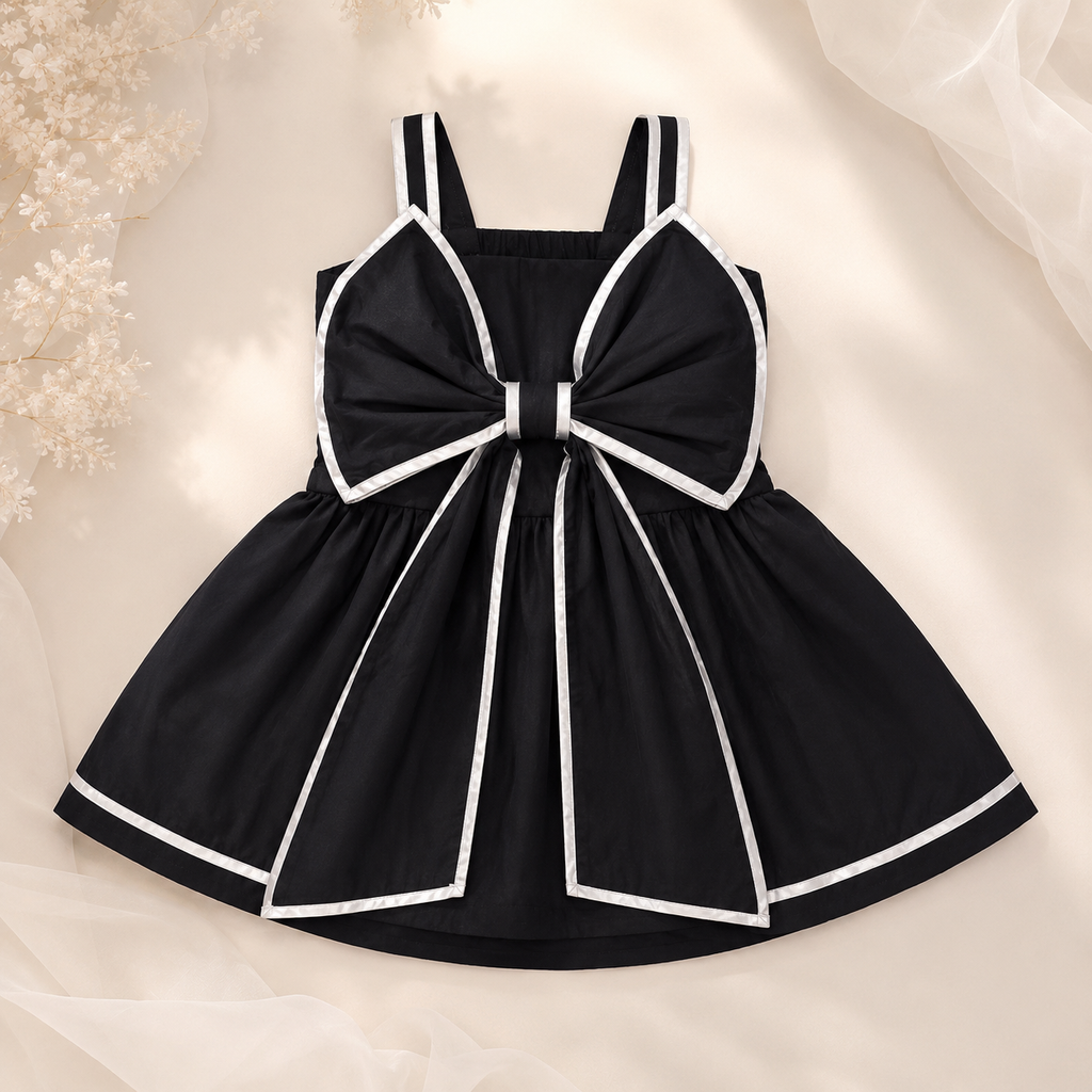 Girls Black Bow Dress