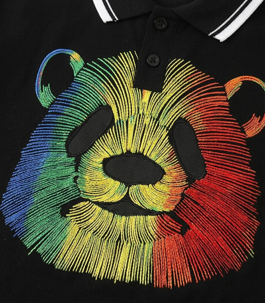 Boys Black Bear Print Polo T-Shirt & Brown Shorts