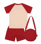 Boys Magic World Print T-Shirt & Shorts Set with Matching Sling Bag