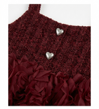 Baby Girls Maroon Flower Dress Set