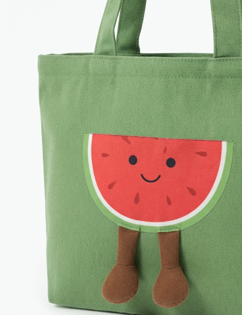 Boys Summer Watermelon Print T-Shirt & Shorts Set with Matching Tote Bag