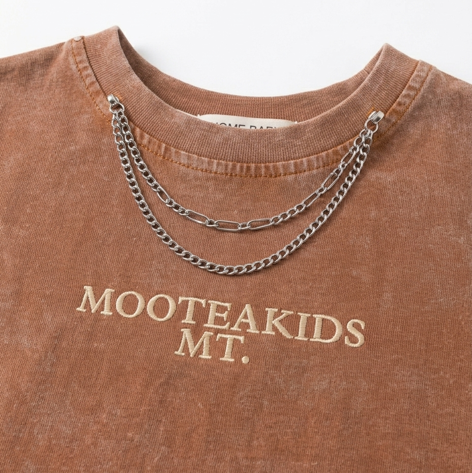 Kids Brown Acid Wash T-Shirt & Shorts