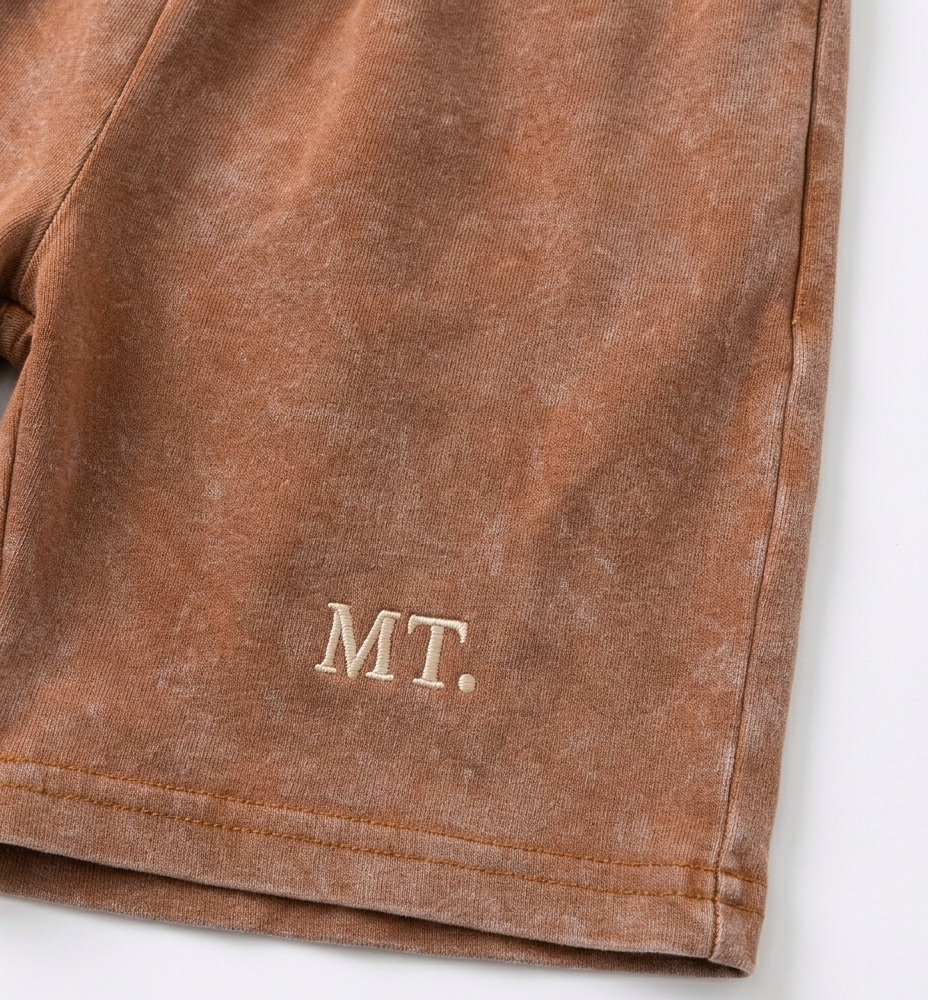 Kids Brown Acid Wash T-Shirt & Shorts