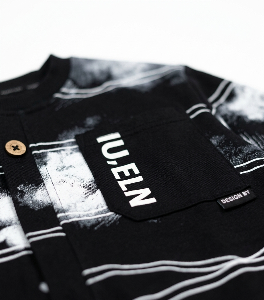 Boys Black Abstract Printed Cotton Sweatshirt