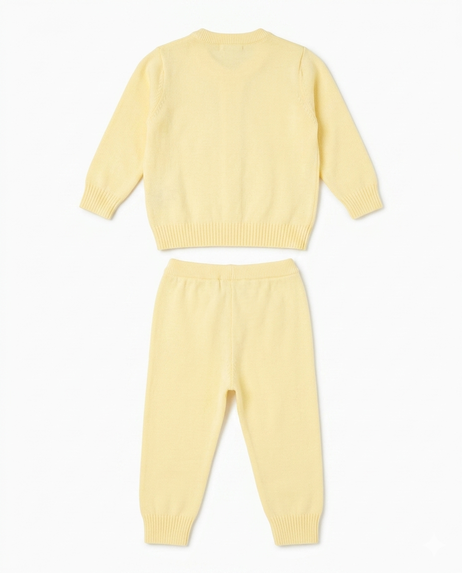 Boys Cream Knit Cardigan & Pant Co-ord Set