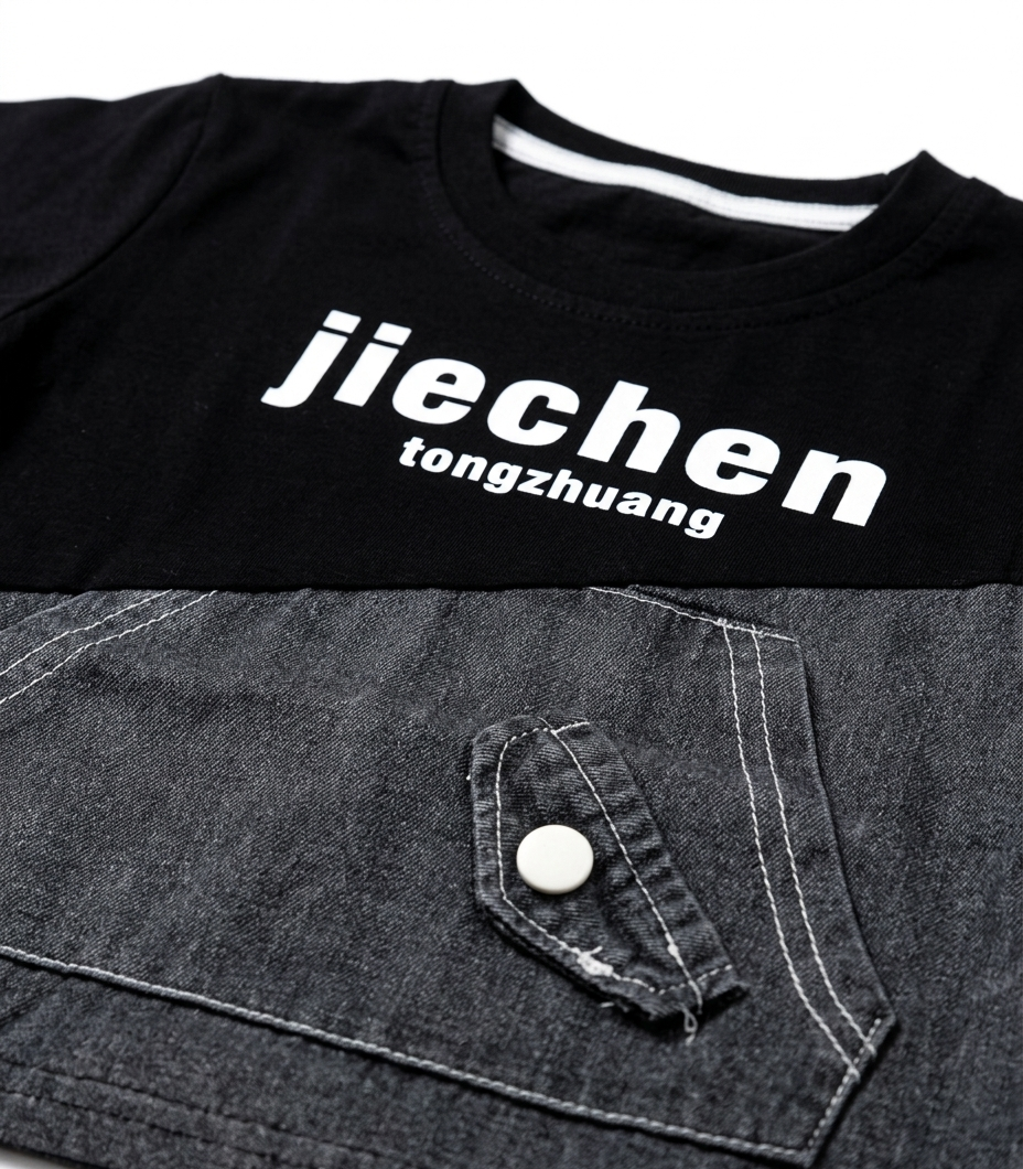 Boys Black & Grey Half Sleeve T-Shirt and Shorts