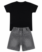Boys Black & Grey Half Sleeve T-Shirt and Shorts