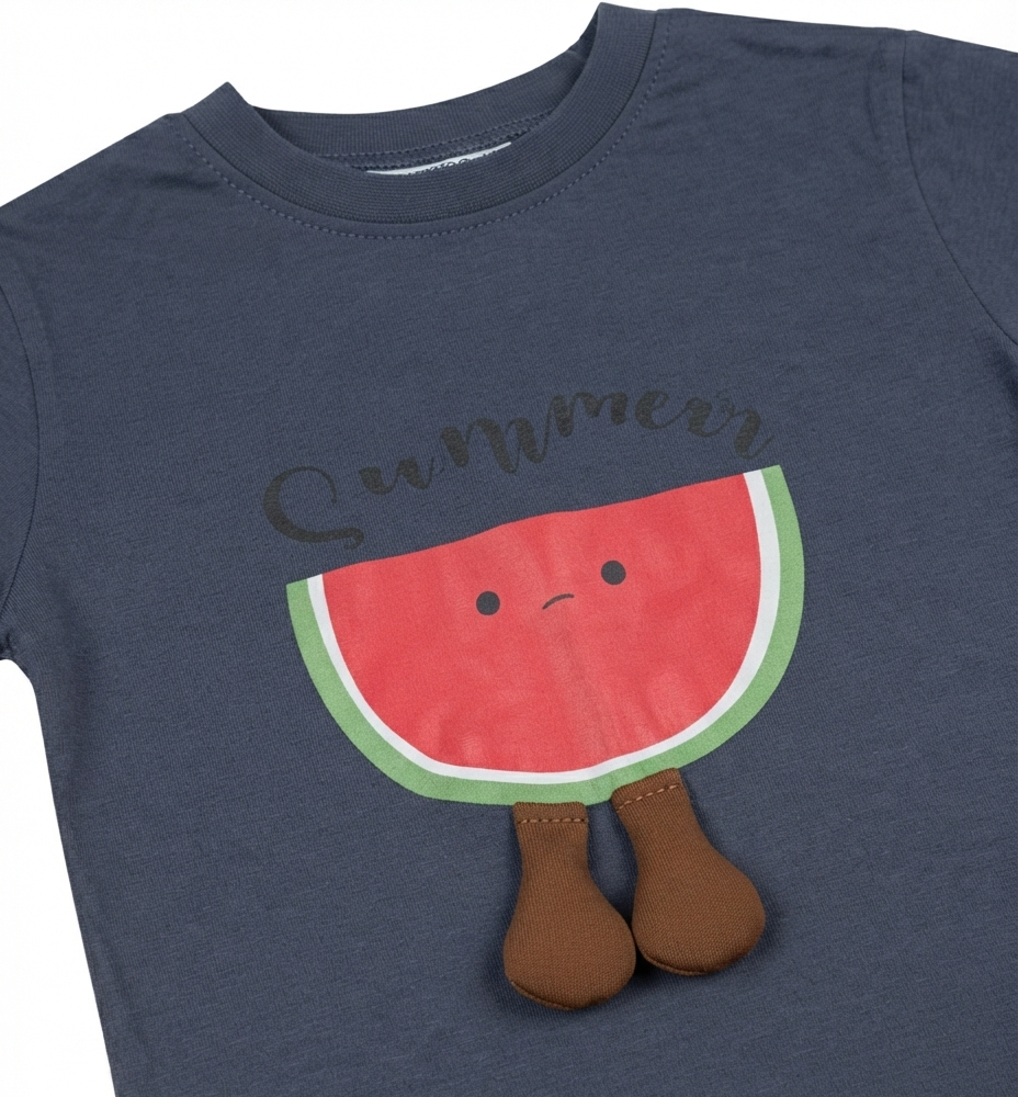 Boys Summer Watermelon Print T-Shirt & Shorts Set with Matching Sling Bag